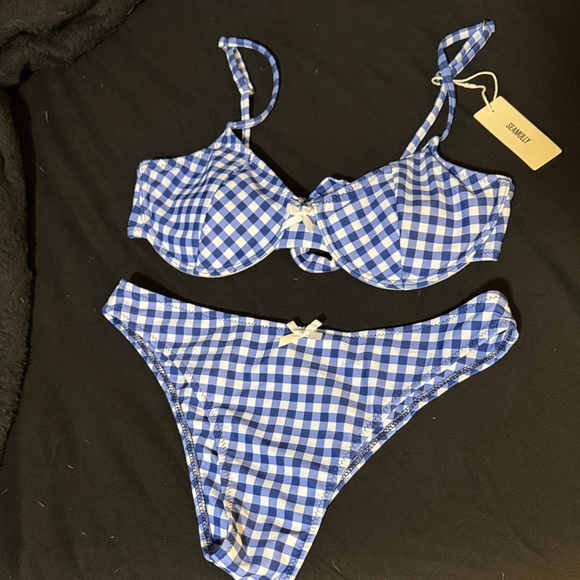 Seamolly Other - Blue and White Gingham Bikini Set